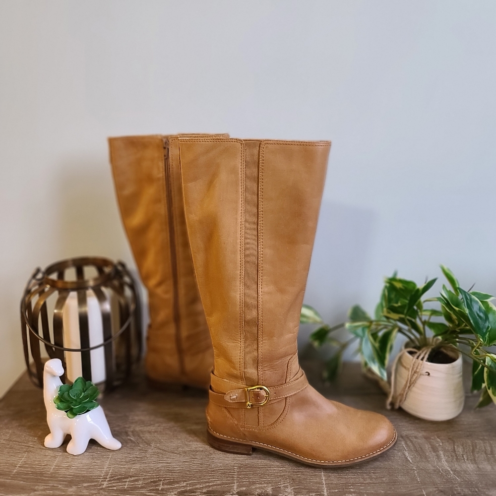 Sperry Tan Leather Riding Boots | Wide Calf | 7.5